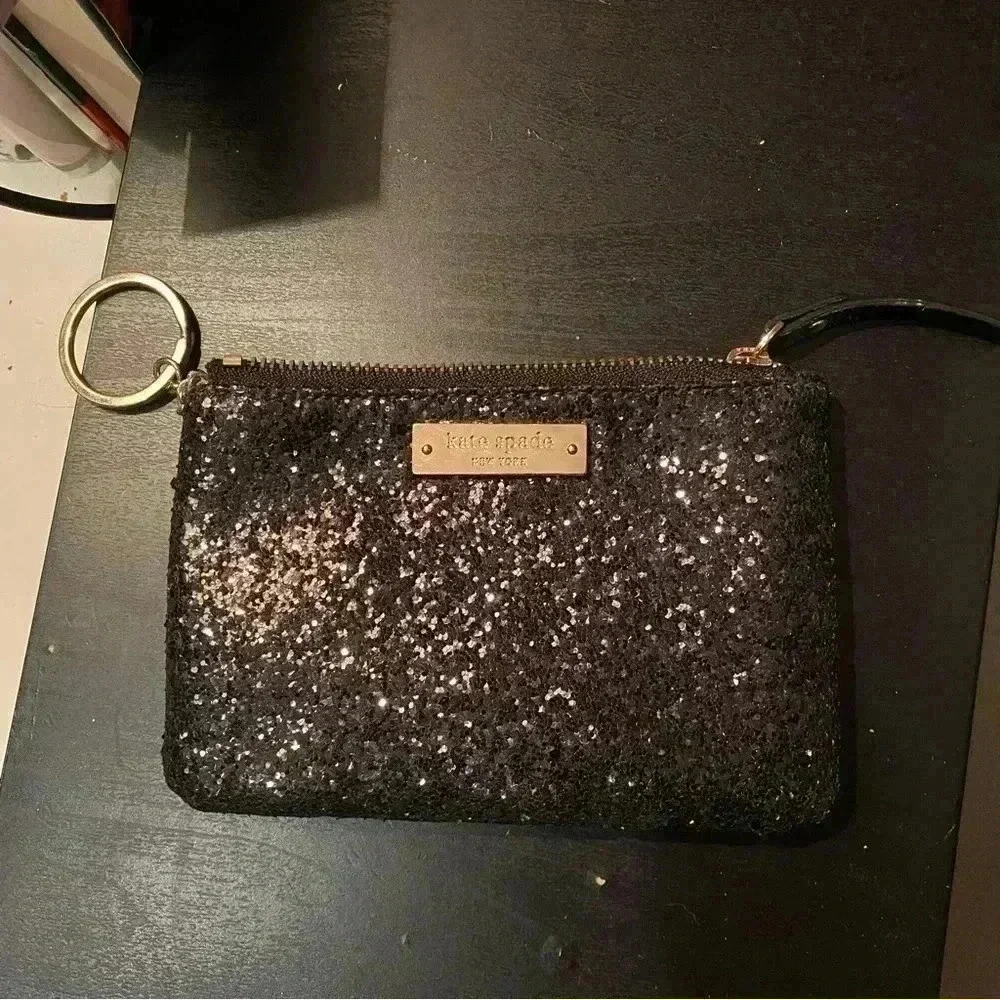 Kate Spade Black Sparkle Card Holder
